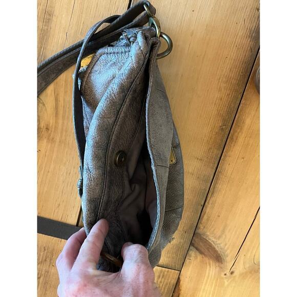 Fossil Long Live Vintage Grey Double Strap distressed crossbody bag.Soft Leather - Picture 5 of 9